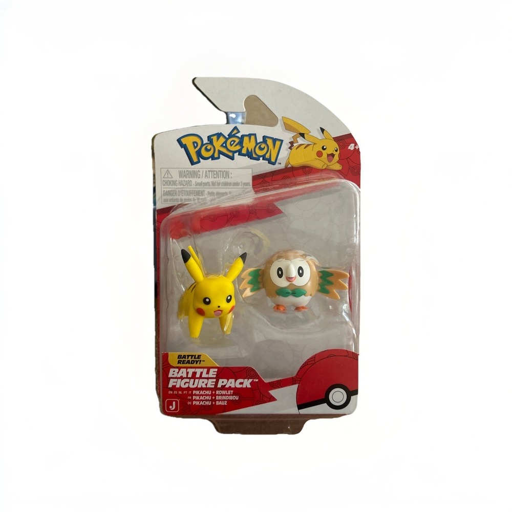 Jazwares Pokemon Battle Figure Pack Pikachu Rowlet Ages 4+ Toys Brand New